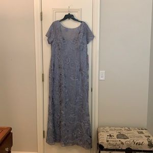 JS Collection Blue Gray formal floor length dress.